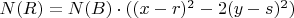 $N(R)=N(B)\cdot ((x-r)^2-2(y-s)^2)$