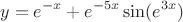 $$y=e^{-x}+e^{-5x}\sin(e^{3x})$$