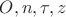 ${O,n,\tau,z}$