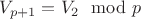 $V_{p+1}=V_2\mod p$