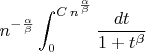 $\displaystyle n^{-{\alpha\over\beta}}\int_0^{C\,n^{\alpha\over\beta}}{dt\over1+t^{\beta}}$
