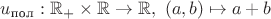 $u_{\text{пол}}:\mathbb R_{+}\times\mathbb R\to\mathbb R,\ (a,b)\mapsto a+b$