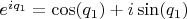 $e^{i q_1} = \cos(q_1) + i \sin(q_1)$