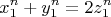 \[
x_1 ^n  + y_1 ^n  = 2z_1 ^n 
\]