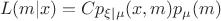 $$L(m|x) = Cp_{\xi|\mu}(x,m)p_{\mu}(m)$$