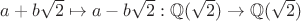 $a+b\sqrt{2}\mapsto a-b\sqrt{2}: \mathbb{Q}(\sqrt{2})\to \mathbb{Q}(\sqrt{2})$
