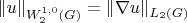 $\|u\| _{W_2^{1,0}(G)}=\|\nabla u\|_{L_2(G)}$
