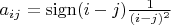 $a_{ij}=\mathrm{sign}(i-j)\frac{1}{(i-j)^2}$