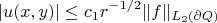 $$|u(x,y)| \le   c_1r^{-1/2}\|f\|_{L_2(\partial Q)}$