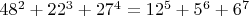 $48^2+22^3+27^4=12^5+5^6+6^7$