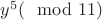 $y^5 (\mod 11)$