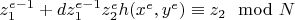 $z_1^{e-1} +dz_1^{e-1}z_2^eh(x^e,y^e) \equiv z_2  \mod N$