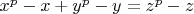 $x^p-x+y^p-y=z^p-z$