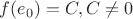 $f(e_0) = C, C \neq 0$