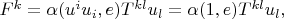 $F^k=\alpha(u^iu_i,e)T^{kl}u_l=\alpha(1,e)T^{kl}u_l,$