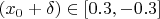 $(x_0+\delta) \in [0.3,-0.3]$
