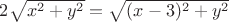 $2\sqrt{x^2+y^2}=\sqrt{(x-3)^2+y^2}$