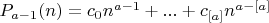 $P_{a-1}(n)=c_{0}n^{a-1}+...+c_{[a]}n^{a-[a]}$
