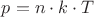 $p=n\cdot k \cdot T$