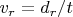$ v_{r}=d_{r}/t $