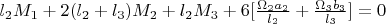$l_2M_1+2(l_2+l_3)M_2+l_2M_3+6[\frac {\Omega_2a_2}{l_2}+\frac {\Omega_3b_3}{l_3}]=0$