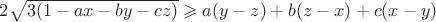 $2\sqrt{3(1-ax-by-cz)} \geqslant a(y-z)+b(z-x)+c(x-y)$
