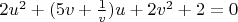 $2u^2+(5v+\frac{1}{v})u+2v^2+2=0$