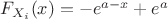 $F_{X_i} (x) = -e^{a-x}+e^a$