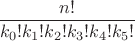 $\dfrac{n!}{k_0!k_1!k_2!k_3!k_4!k_5!}$