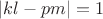 $|kl-pm|=1$