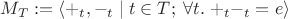 $M_T := \langle {+}_t, {-}_t \mid t\in T;\; \forall t.\;{+}_t{-}_t = e\rangle$