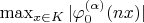 $\max_{x \in K} |\varphi_0 ^{(\alpha)} (n x)|$