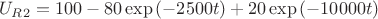 $$U_R_2=100-80\exp{(-2500t)}+20\exp{(-10000t)}$$