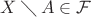 $X\mathbin{\diagdown} A\in\mathcal F$