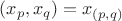 $(x_p,x_q)=x_{(p,q)}$