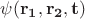 $\psi(\bf{r}_1, \bf{r}_2, t)$