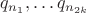 $q_{n_1},\ldots q_{n_{2k}}$