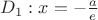 $D_1: x=-\frac a e} $