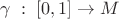 $\gamma \; : \; [0,1] \to M$