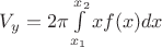 $V_y = 2\pi \int\limits_{x_1}^{x_2} xf(x) dx$