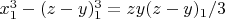 $x_1^3-(z-y)_1^3=zy(z-y)_1/3$