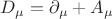 $D_{\mu}=\partial_{\mu}+A_{\mu}$