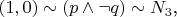 $(1, 0)\sim (p\wedge  \neg q)\sim N_3$,