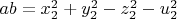 $ab=x_2^2+y_2^2-z_2^2-u_2^2$