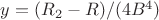 $y = (R_2 - R)/(4 B^4)$ $y = (R_2 - R)/(4 B^4)$