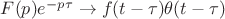 $\[F(p){e^{ - p\tau }} \to f(t - \tau )\theta (t - \tau )\]$