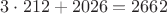 $3\cdot212 + 2026 = 2662$