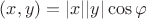$(x,y)=|x||y|\cos\varphi$