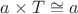 $a \times T \cong a$ $a \times T \cong a$