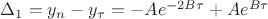 $\Delta_1=y_n-y_{\tau}=-Ae^{-2B\tau}+Ae^{B\tau}$